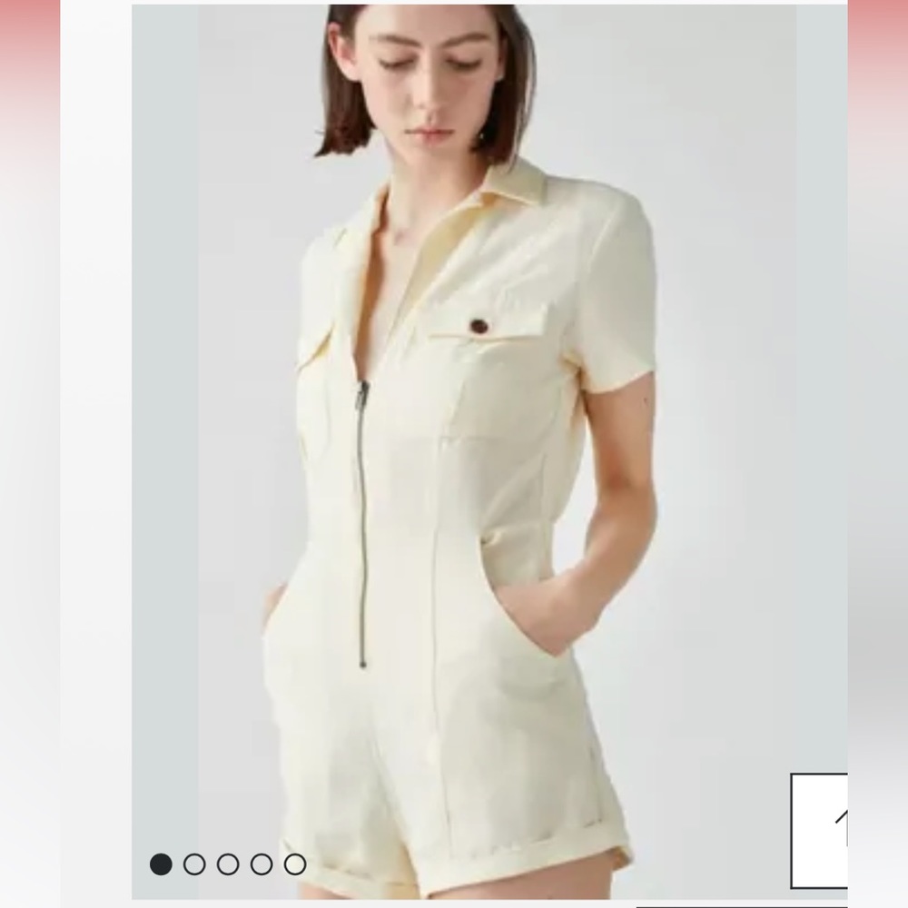 Urban Outfitters cream zip-up romper